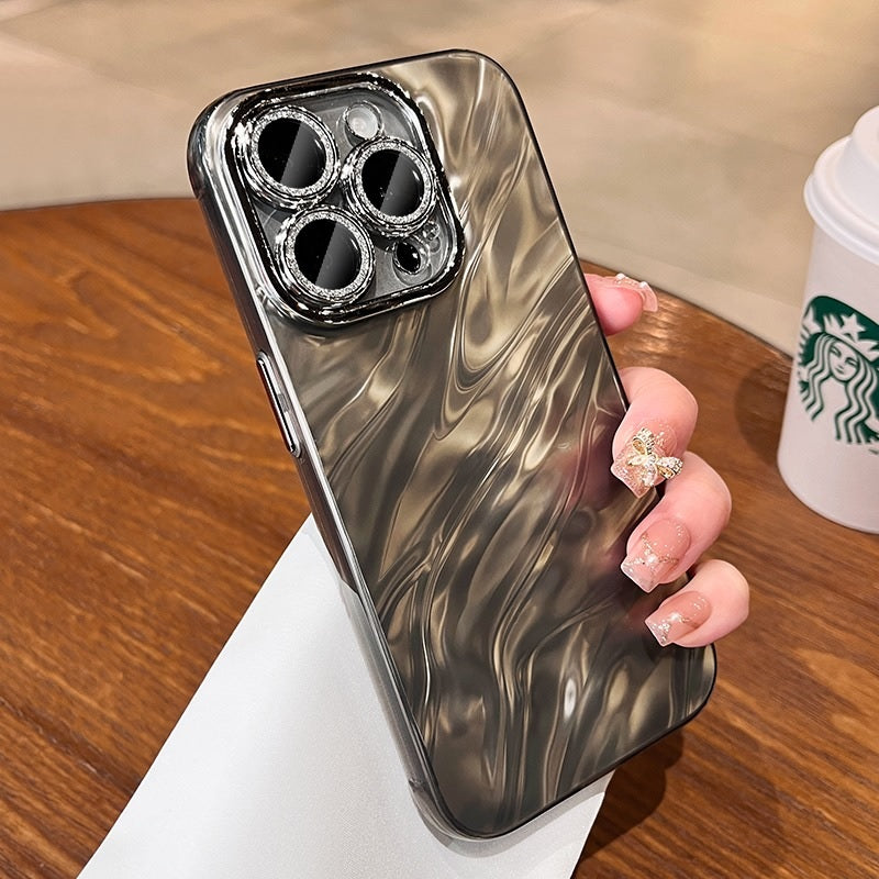 Hot Diamond Laser Gradient Glitter Camera Lens Protection Colorful Phone Shell Black Case